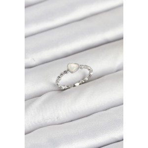 Brass Silver Color Heart Model Women's Ring Brass Silver Color Heart Model Women's Ring