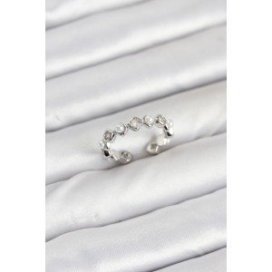 Brass Silver Color Zircon Stone and Pearl Women's Ring Brass Silver Color Zircon Stone and Pearl Women's Ring