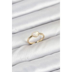 Brass Gold Color Heart Women's Ring