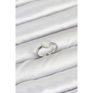 Brass Silver Color Heart Women's Ring Brass Silver Color Heart Women's Ring