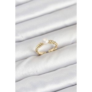 Brass Gold Color Navel Pearl Model Women's Ring Brass Gold Color Navel Pearl Model Women's Ring