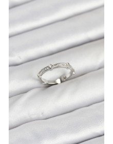 Brass Silver Color Bone Model Zircon Stone Women's Ring