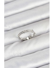 Brass Silver Color Bone Model Zircon Stone Women's Ring
