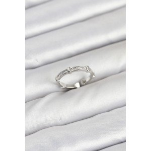 Brass Silver Color Bone Model Zircon Stone Women's Ring