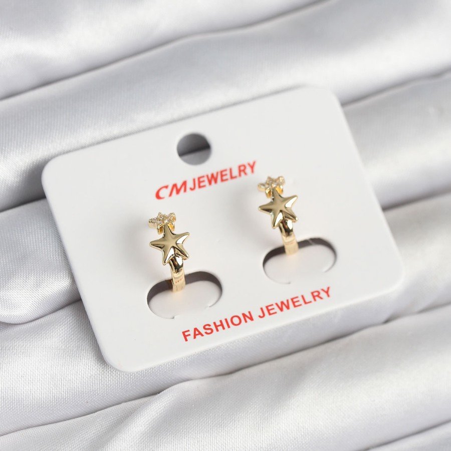 Brass Gold Color Star Women s Earrings