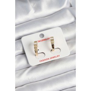 Brass Gold Color Zircon Stone Vintage Women's Earrings