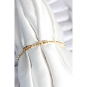 Brass Gold Color Zircon Stone Heart Model Women's Bracelet