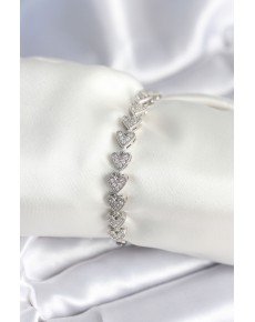 Brass Silver Color Heart Model Women's Bracelet