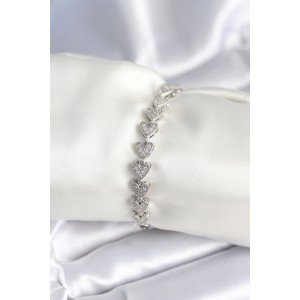 Brass Silver Color Heart Model Women's Bracelet