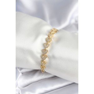 Brass Gold Color Heart Model Women's Bracelet