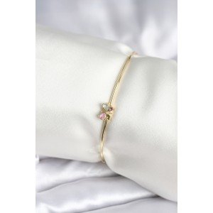 Colorful Butterfly Figure Gold Color Brass Women's Bracelet