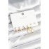 Brass Gold Color Heart Detailed 925 Sterling Silver Studded Women's Earring Set