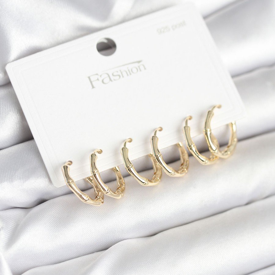 Brass Gold Color Bone Ring Model 925 Sterling Silver Studded Women s Earring Set Brass Gold Color Bone Ring Model 925 Sterling Silver Studded Women s Earring Set