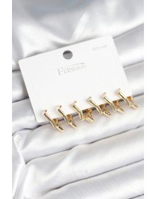 Star Model Gold Color 925 Sterling Silver Studded Women's Earring Set