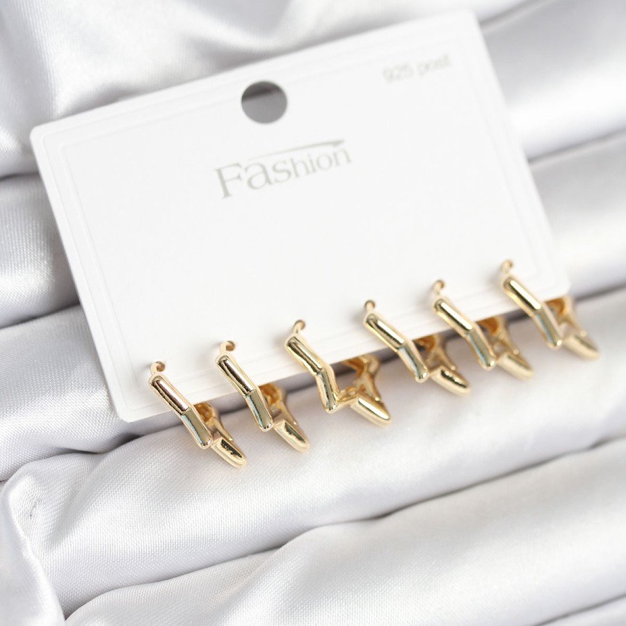 Star Model Gold Color 925 Sterling Silver Studded Women s Earring Set