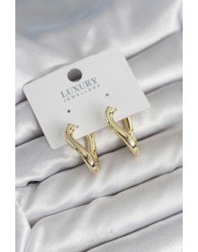 Gold Color Oblique Hoop Model Brass Women's Earrings