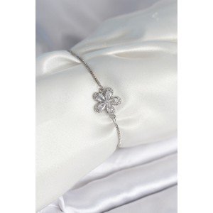 Silver Color Women's Bracelet with Flower Model Elevator