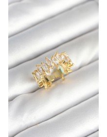 Brass Barley Baguette Zircon Stone Women's Ring