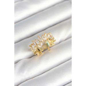 Brass Barley Baguette Zircon Stone Women's Ring Brass Barley Baguette Zircon Stone Women's Ring