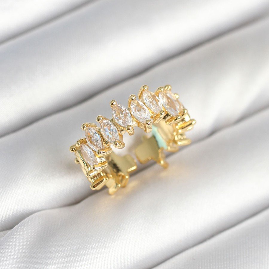 Brass Barley Baguette Zircon Stone Women s Ring