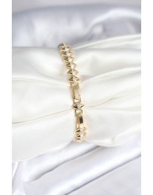 Brass Gold Color Zircon Stone Baklava Model Women's Bracelet