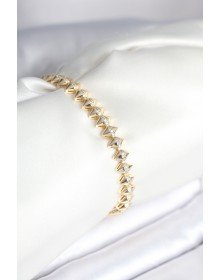 Brass Gold Color Zircon Stone Baklava Model Women's Bracelet