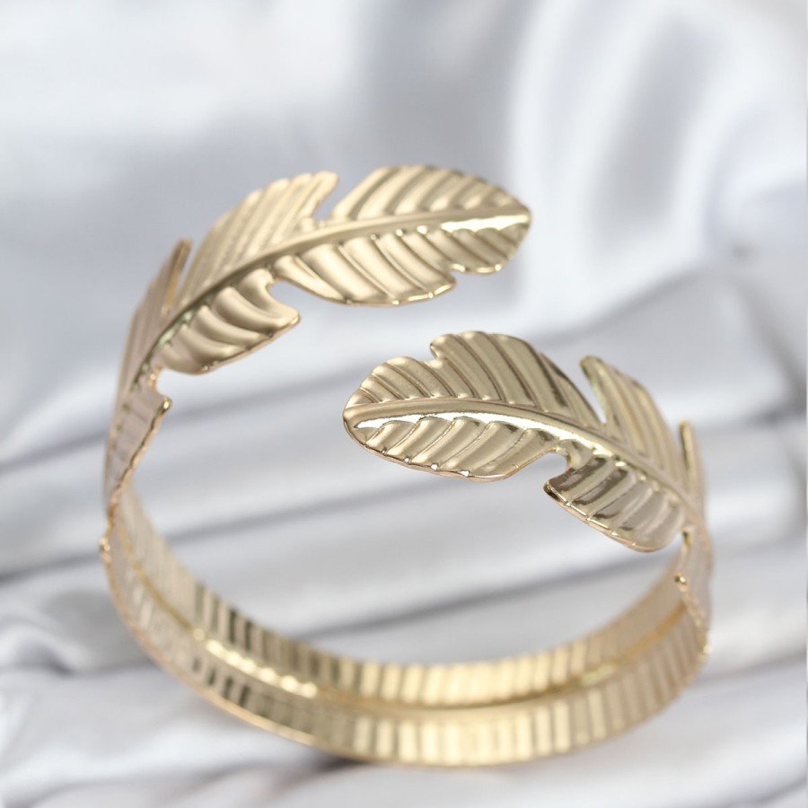 Leaf Model Gold Color Women s Bracelet