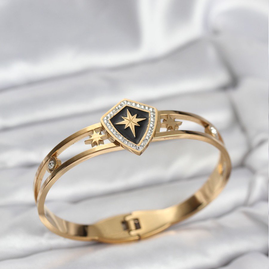 316L Steel Gold Color Polar Star Clamp Bracelet