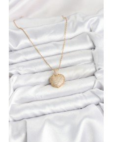 316L Steel Chain Gold Color Zircon Stone Heart Women's Necklace