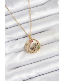 316L Steel Chain Gold Color Zircon Stone Butterfly Women's Necklace