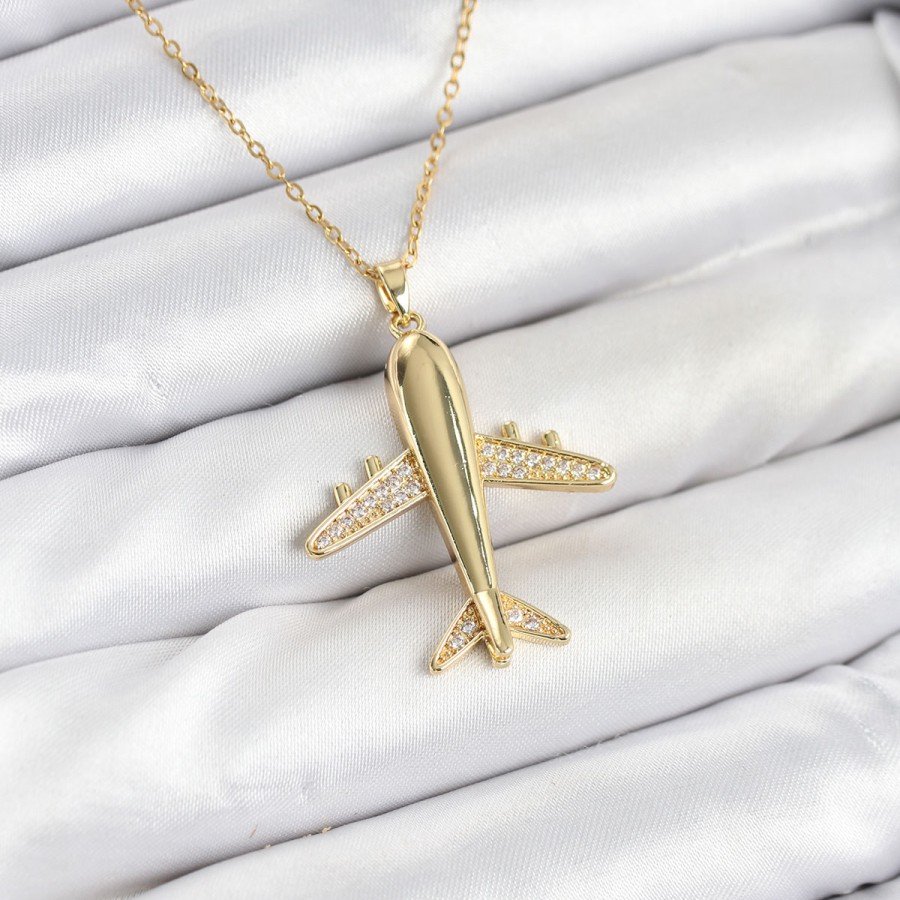 316L Steel Chain Gold Color Airplane Model Women s Necklace