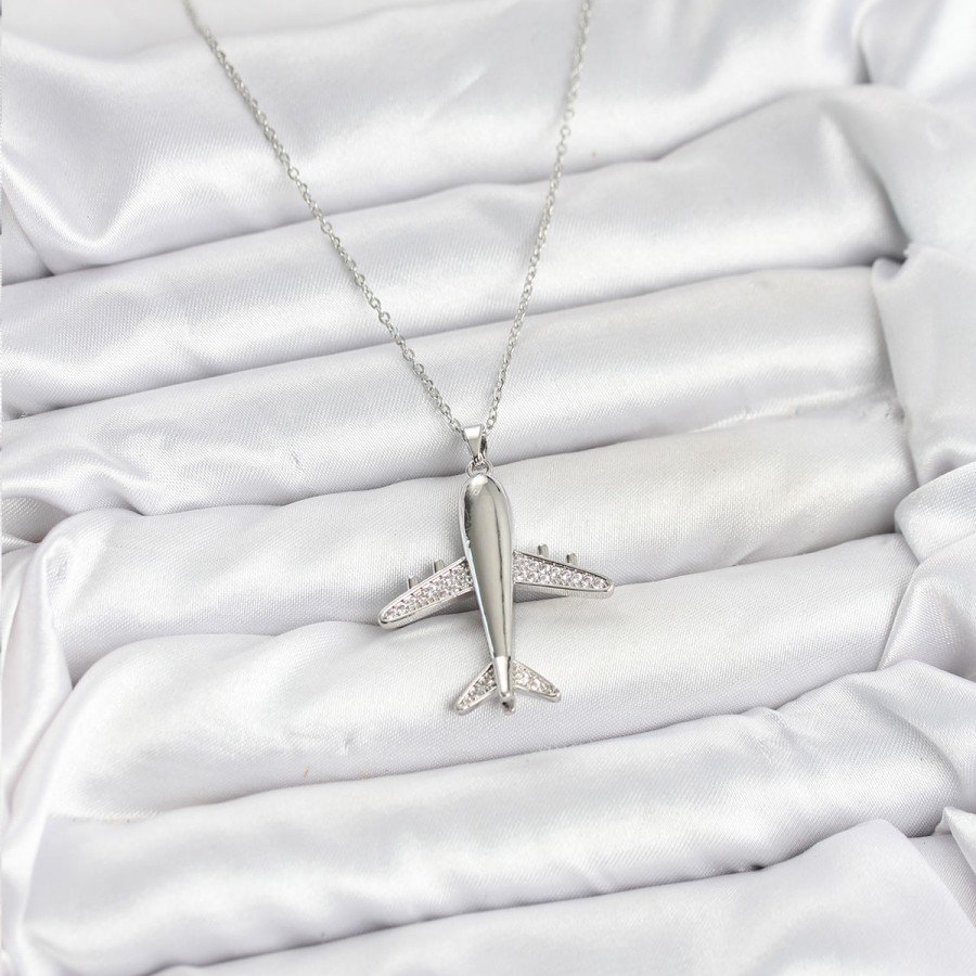 316L Steel Chain Silver Color Airplane Model Women s Necklace