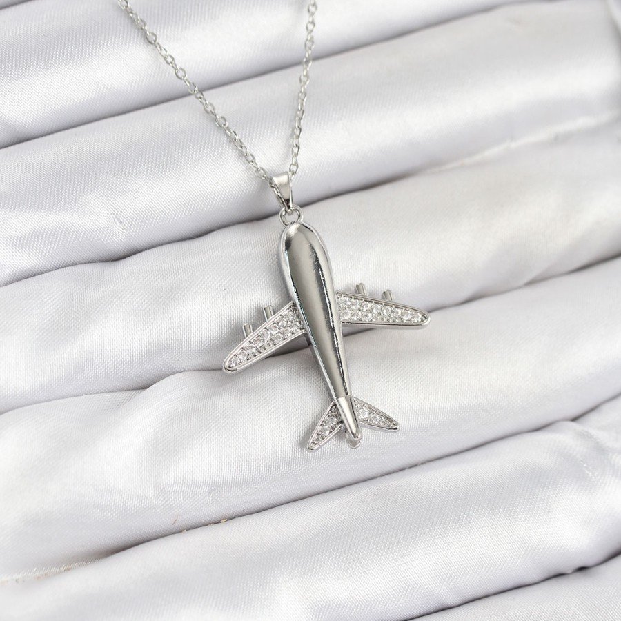 316L Steel Chain Silver Color Airplane Model Women s Necklace