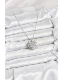 316L Steel Chain Silver Zircon Stone Heart Women's Necklace