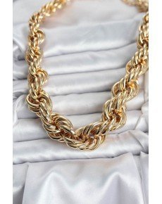 Brass Gold Color Spiral Rope Model Women's Necklace