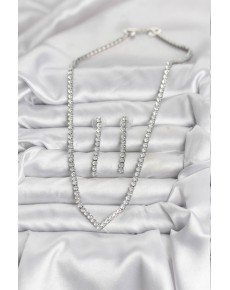 Silver Color Zircon Stone Women's Necklace Earring Set Silver Color Zircon Stone Women's Necklace Earring Set