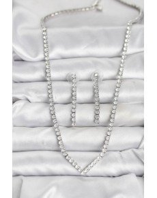 Silver Color Zircon Stone Women's Necklace Earring Set