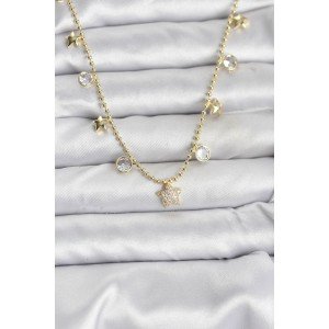 Brass Gold Color Star Model Women's Necklace