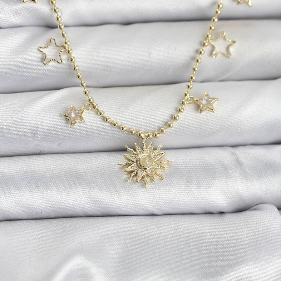 Brass Gold Color Sun Model Women s Necklace