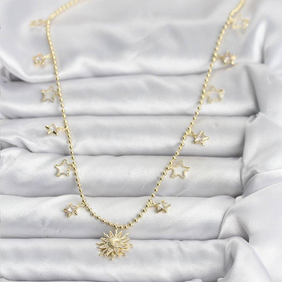 Brass Gold Color Sun Model Women s Necklace