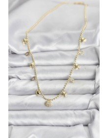 Brass Gold Color Zircon Stone Shell Model Women's Necklace