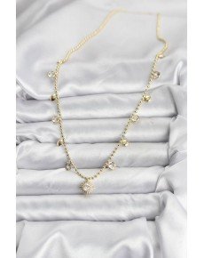 Zircon Stone Pole Star Model Brass Gold Color Women's Necklace