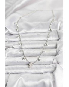 Brass Silver Color Zircon Stone Polar Star Model Women's Necklace