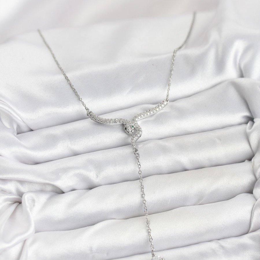 316L Steel Chain Silver Color Snake Model Y Necklace 316L Steel Chain Silver Color Snake Model Y Necklace