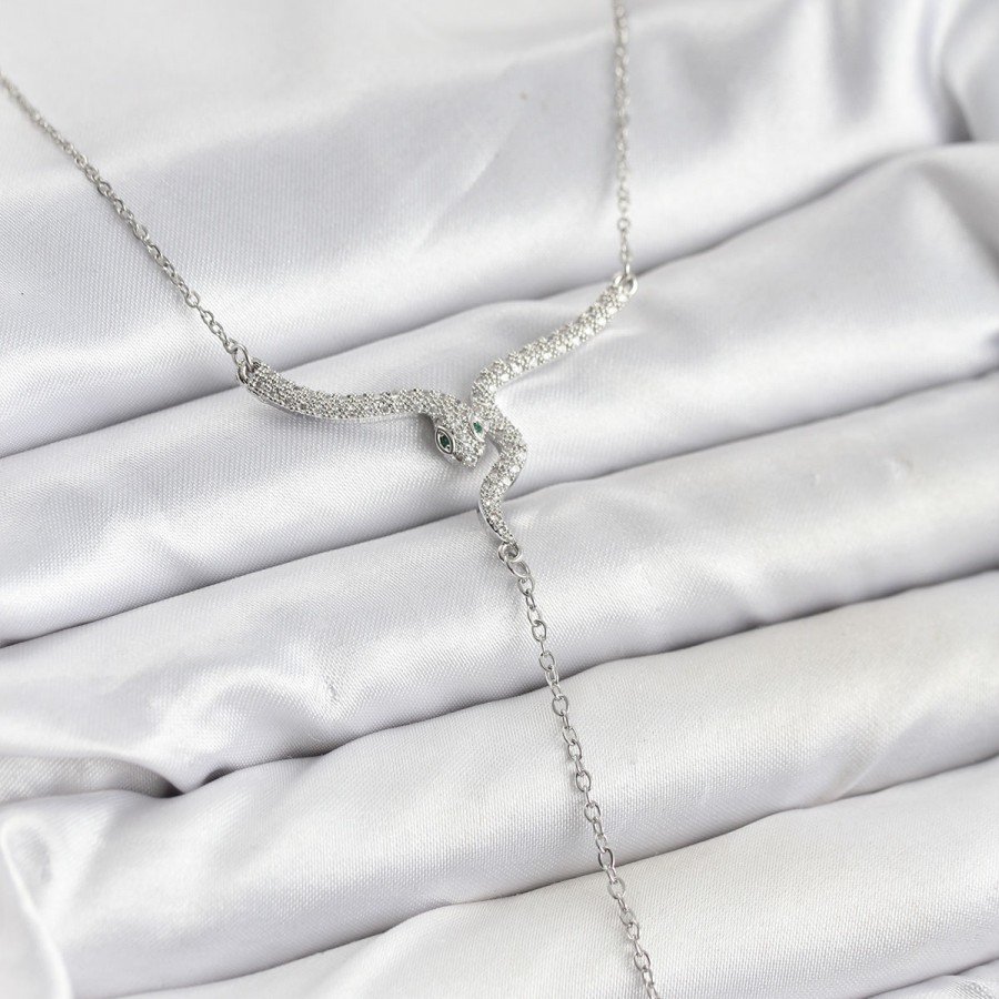 316L Steel Chain Silver Color Snake Model Y Necklace 316L Steel Chain Silver Color Snake Model Y Necklace