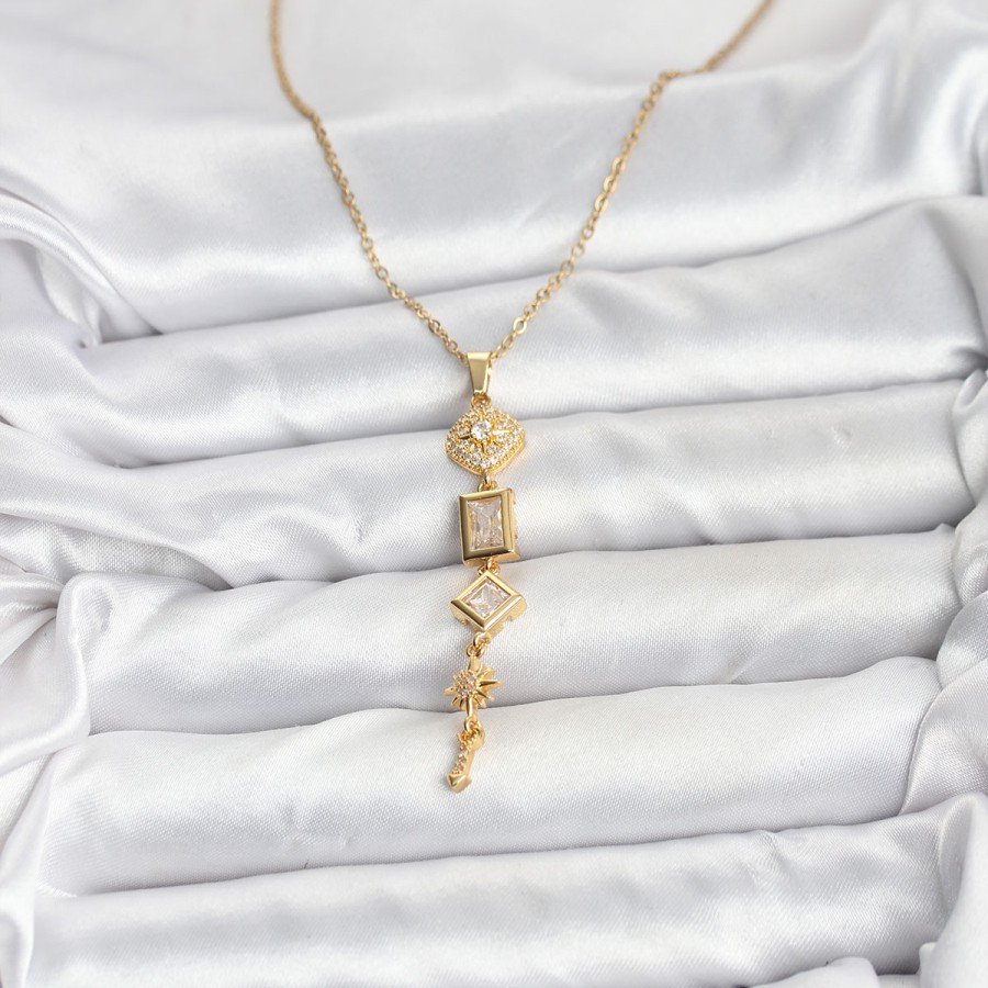 316L Steel Chain Gold Color Pole Star Energy Model Women s Y Necklace 316L Steel Chain Gold Color Pole Star Energy Model Women s Y Necklace
