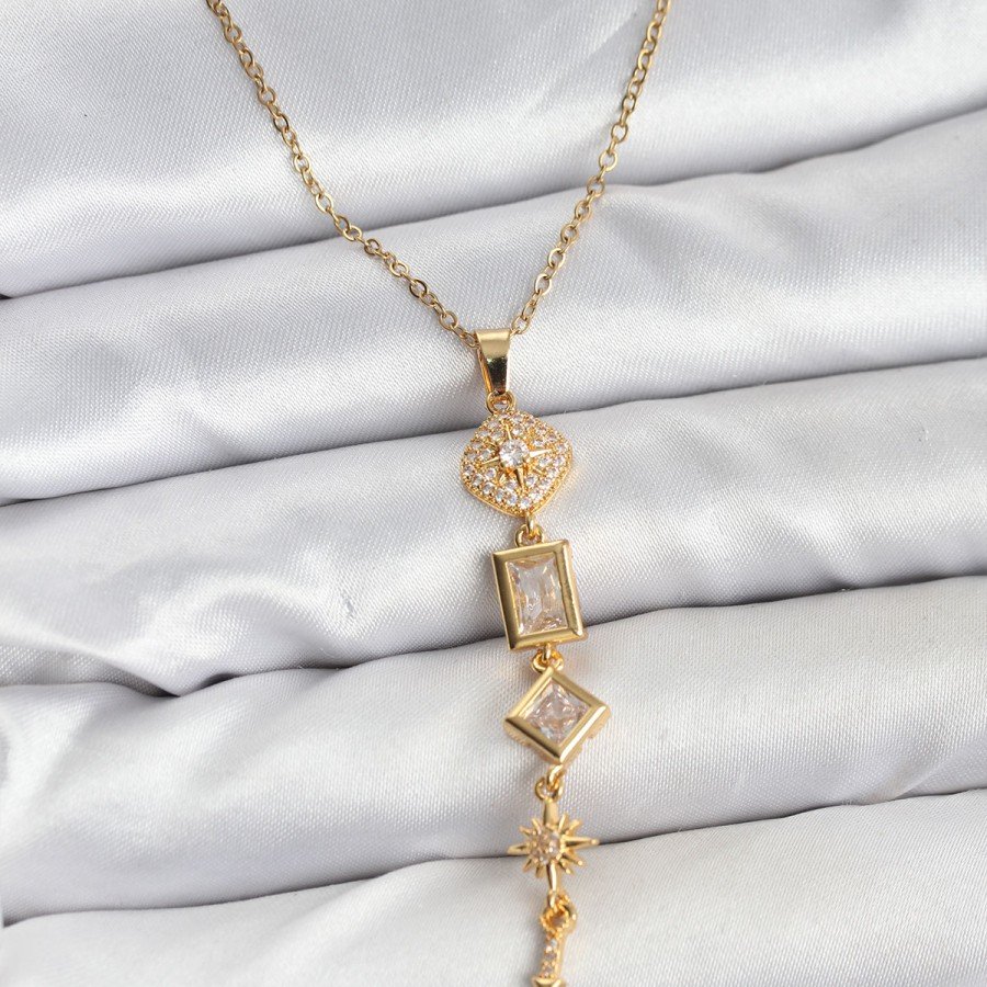 316L Steel Chain Gold Color Pole Star Energy Model Women s Y Necklace 316L Steel Chain Gold Color Pole Star Energy Model Women s Y Necklace