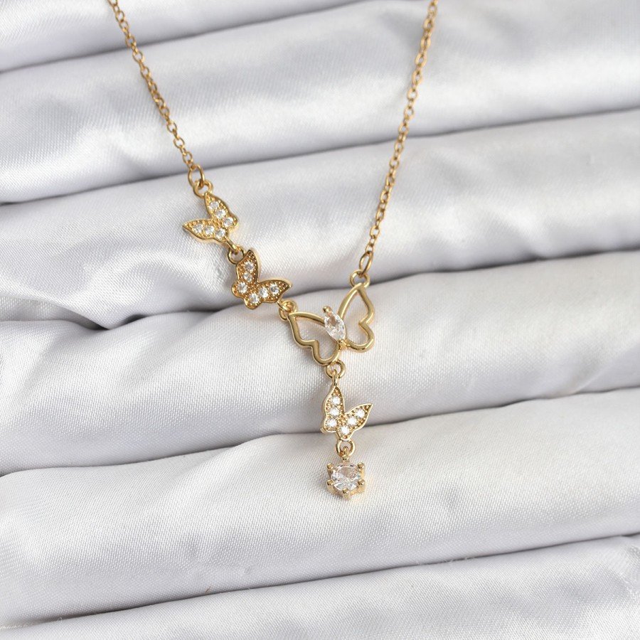 316L Steel Chain Gold Color Butterfly Model Women s Necklace