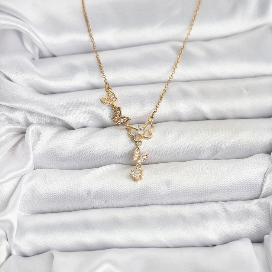 316L Steel Chain Gold Color Butterfly Model Women s Necklace