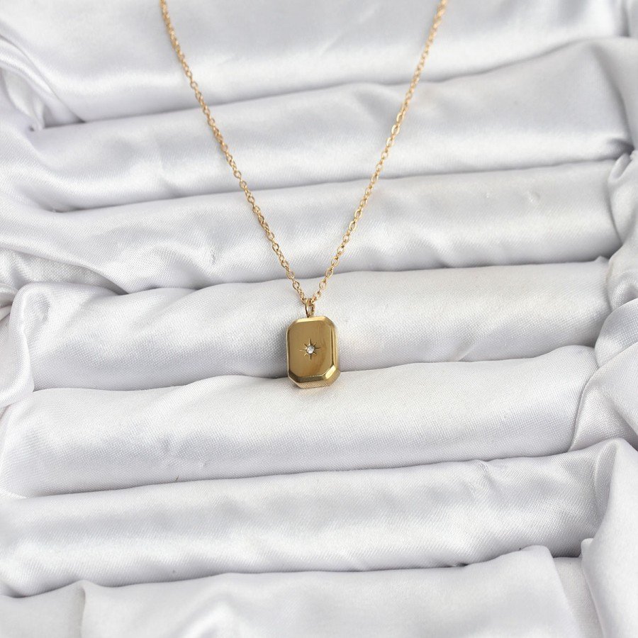 316L Steel Chain Gold Color Minimal Pole Star Model Women s Necklace